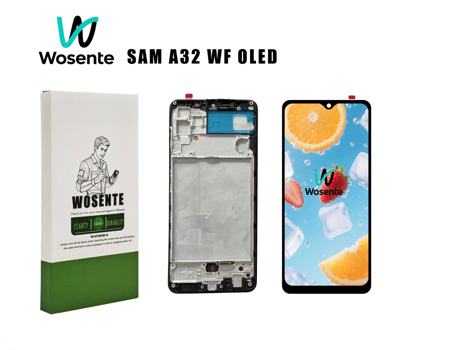 SAM A32 WF OLED OLED WITH FRAME LCD Screen + Digitizer Assembly for SAMSUNG A32 - Image 1