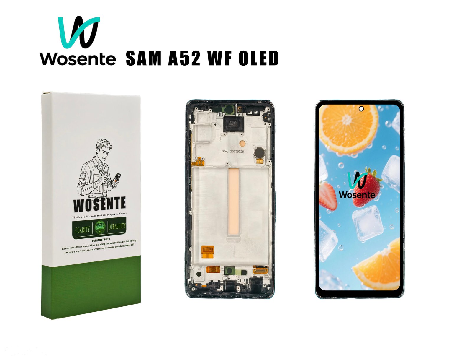 SAM A52 WF OLED OLED WITH FRAME LCD Screen + Digitizer Assembly for SAMSUNG A52 - Image 1